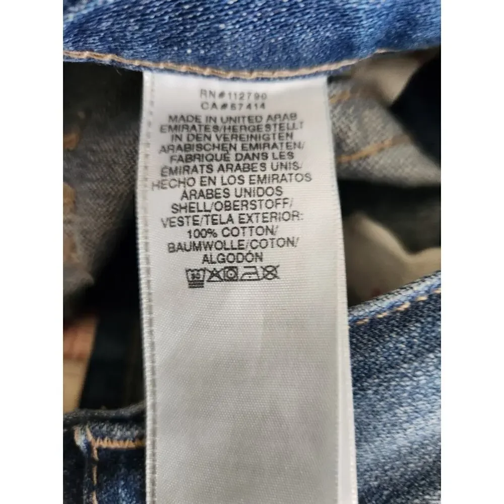 True Religion Mens Ricky Relaxed Straight Flap Jeans sz 32×33 factory distressed